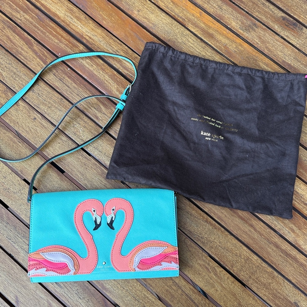 Kate Spade Flamingo Crossbody / Clutch - perfect for vacation!